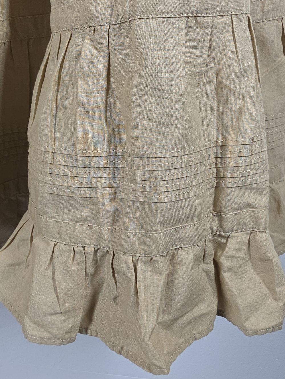 Lauren Ralph Lauren Khaki Cotton Tiered Prairie Maxi Skirt 6 Button Front - Picture 11 of 11